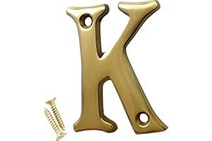 RCH Hardware 2351K-PB050 | Solid Brass 2'' Tall House Mailbox Letter K with Matching Screws (Polished Brass)