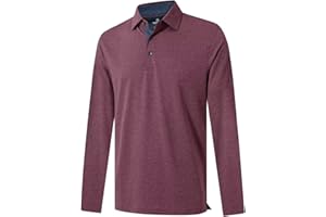 VEBOON Men's Polo Shirts Long and Short Sleeve Cotton Blend Heather Moisture Wicking Casual Collared Shirts