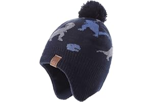 LMLALML Boys Winter Hat Earflap Knitted Beanie for Kids Warm Fleece Lined Thicken Hat for Baby