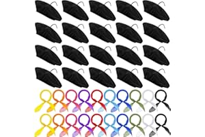 Xaatren 40 Pcs French Berets and Scarves Bulk Felt Artist Beret Hats with Scarf for Women Kids Halloween Costume