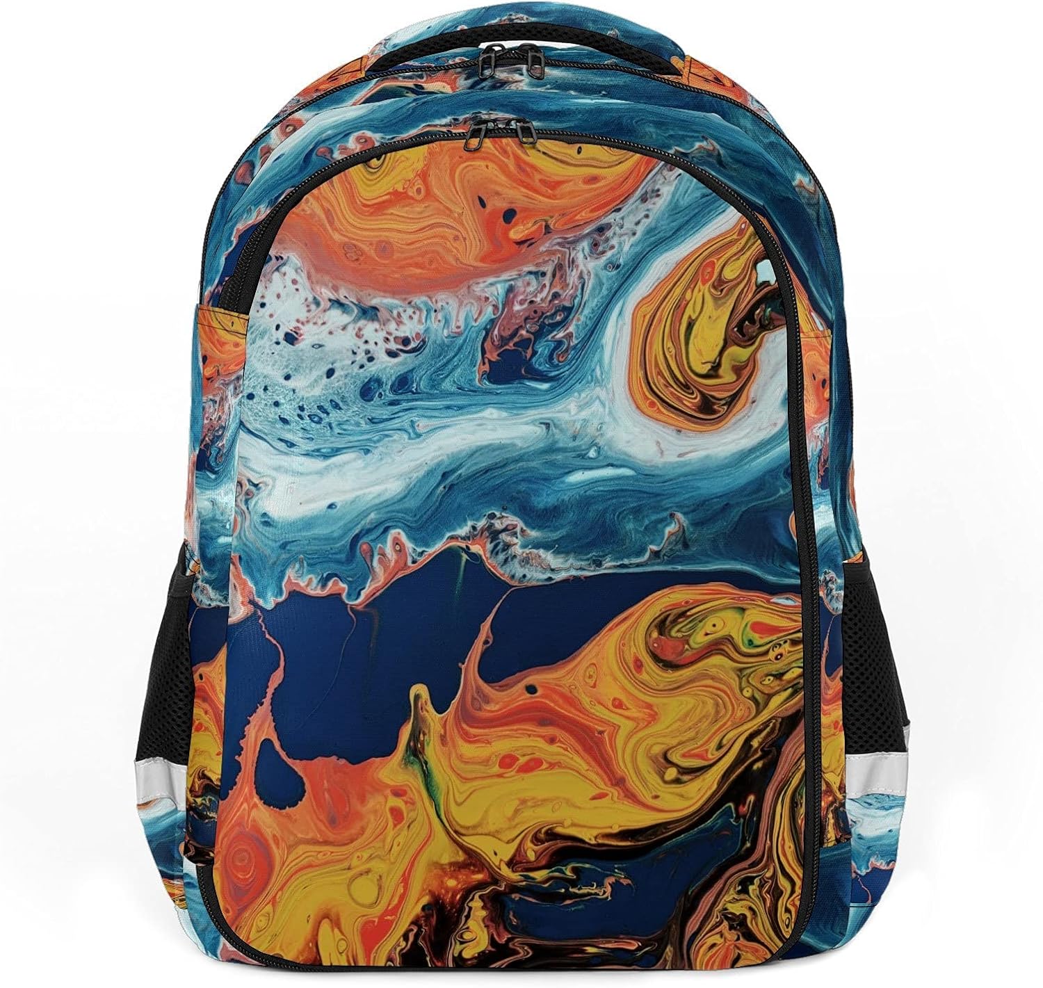 Multi Pocket Backpack,Full print Abstract Oil Painting pattern,17.3x12