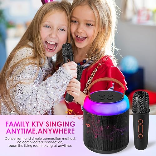 Mini Karaoke Machine with Wireless Microphones for Kids Adults