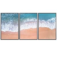 SIGNWIN 3 Piece Framed Canvas Wall Art Beach Canvas Prints Home Artwork Decoration for Living Room,Bedroom - 16