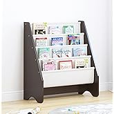 UTEX Kids Sling Bookshelf - Kids Magazine Rack with Organizer, Book Organizer (Espresso)
