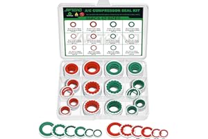 Japtend 80PCS Air Conditioning System Compressor Seal Washers Assortment Kit, 12 Sizes Automotive A/C Compressor Port Bonded Seal Gasket Kit (Red & Green)