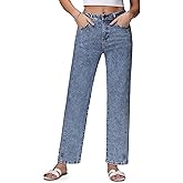 LOOKUB Womens Wide Leg Jeans High Waisted Stretchy Front Seams Ankle Length Straight Leg Jeans for Women