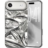 ZCDAYE Glossy Water Ripple Case for iPhone Air, Silver | 3D Glossy Water Ripple, Chrome Design, Wave Shape, Lightweight, Slim Fit, Shock-Absorbent, Cute and Stylish, Chic