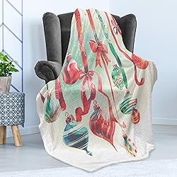 Ambesonne Christmas Throw Blanket, Vintage Xmas