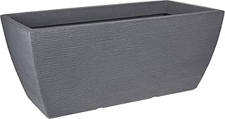 Spetebo Design Pflanzkübel groß in grau - 80x40 cm - XXL Kunststoff Blumenkübel Pflanztrog eckig