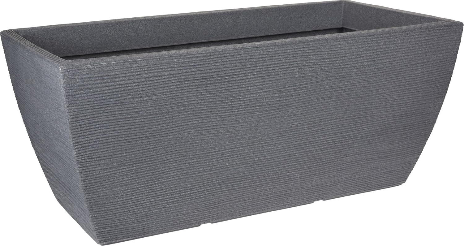 Spetebo Design Pflanzkübel groß in grau - 80x40 cm - XXL Kunststoff Blumenkübel Pflanztrog eckig
