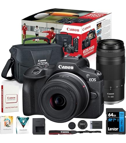 Amazon.com : Canon EOS R100 Double Zoom Lens Kit, Black : Electronics