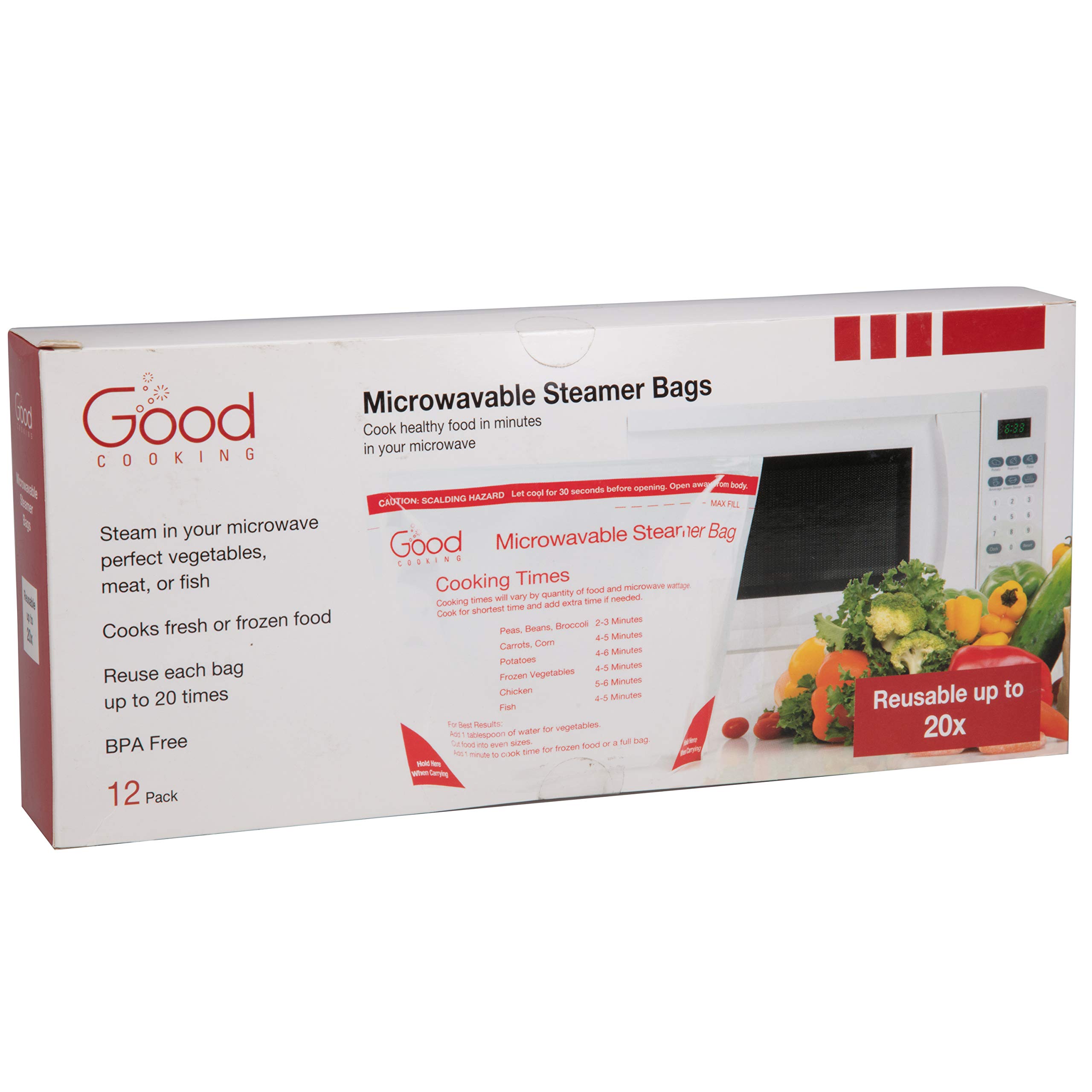 Microwave Food Steamer Bags Set of 12 XLarge Reusable Microwavable