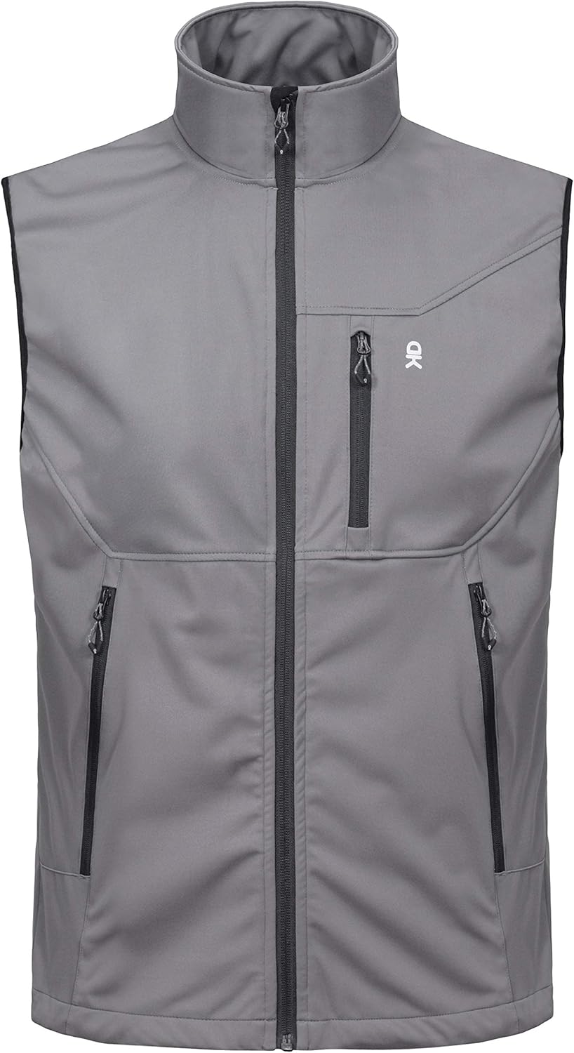 Little Donkey Andy Men's Lightweight Softshell Vest, Windproof Sleeveless Jacket for Travel Hiking Running Golf: Clothing