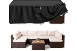 LXKCKJ Waterproof Outdoor Patio Furniture Cover UV and Dustproof Sofa Cover with Vents, Handles and Buckles (Black, 90"L x 64