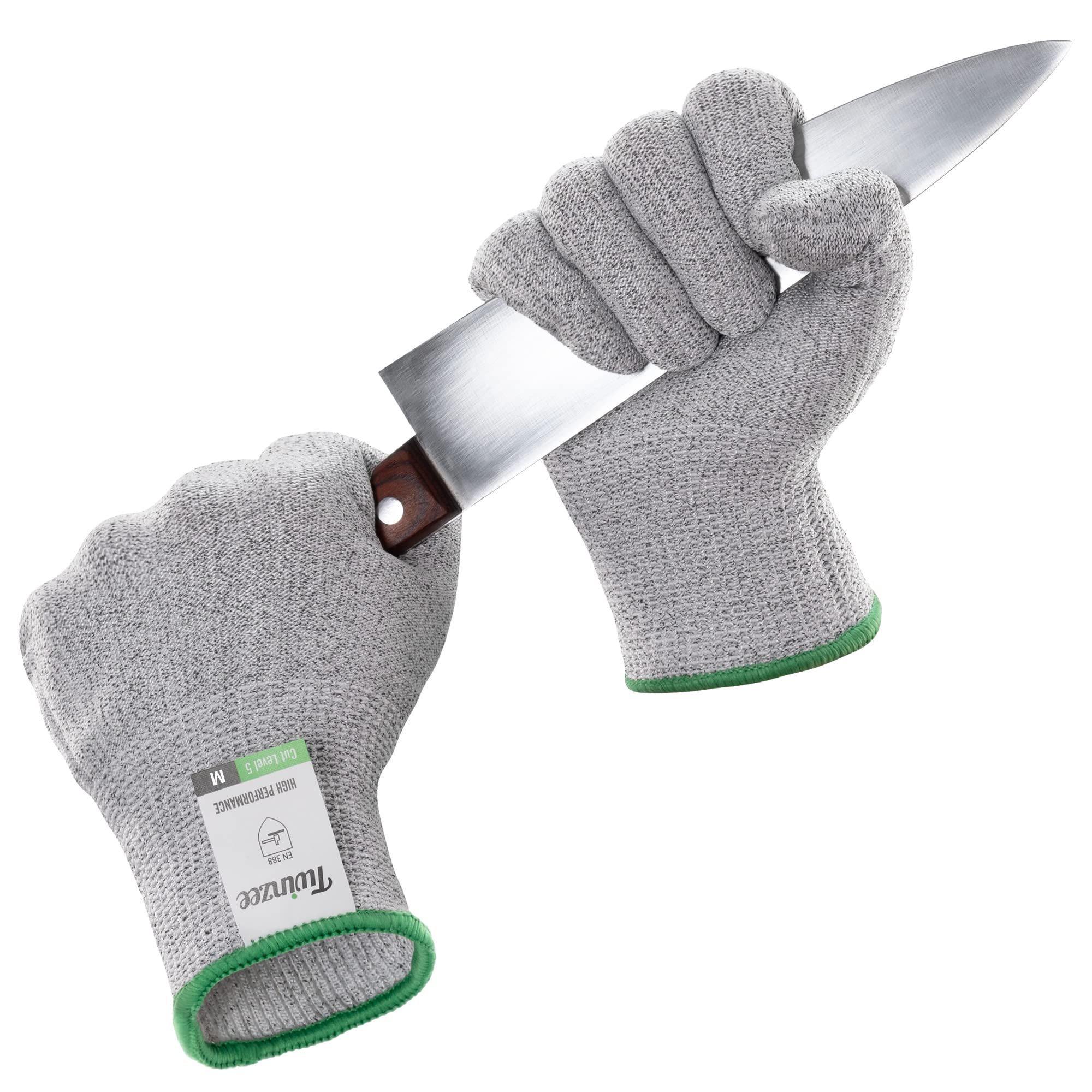 Twinzee Schnittschutzhandschuhe Premium 2 Stück – 1 Paar Stufe E (EN 388) Schnittfeste Handschuhe für Küche, Garten, Schneiden & Holzarbeiten - 1 Paar M