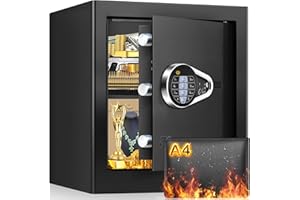 GHJGAGE 1.8 Cubic Safe Box Fireproof Waterproof FOR HOME USE, Fireproof Safe with Fireproof Money Bag, Digital Keypad and Removable Shelf, Personal Security Home Safe Box for Firearm Money Medicine Valuables