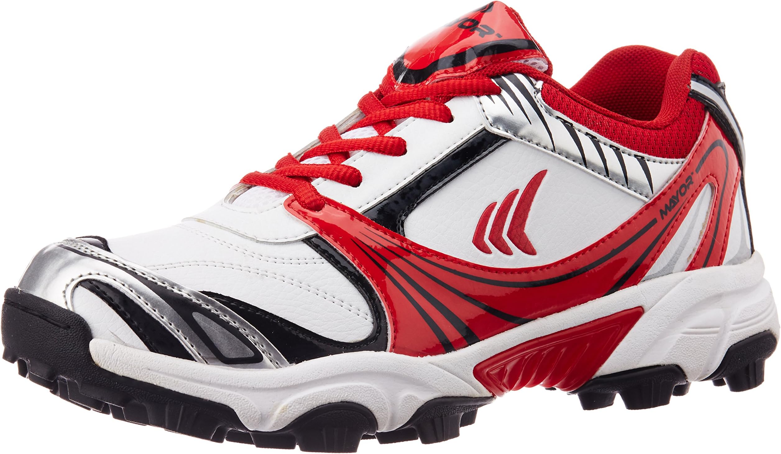 Mayor Men's Kent White and Red Cricket Shoes