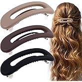 SmallCat 3 Pcs Large Hair Barrettes for Women, Square Hair Barrettes for Women Fine Hair, Matte French Barrette for Daily Usage, Decoration (Black, Coffee, Beige)
