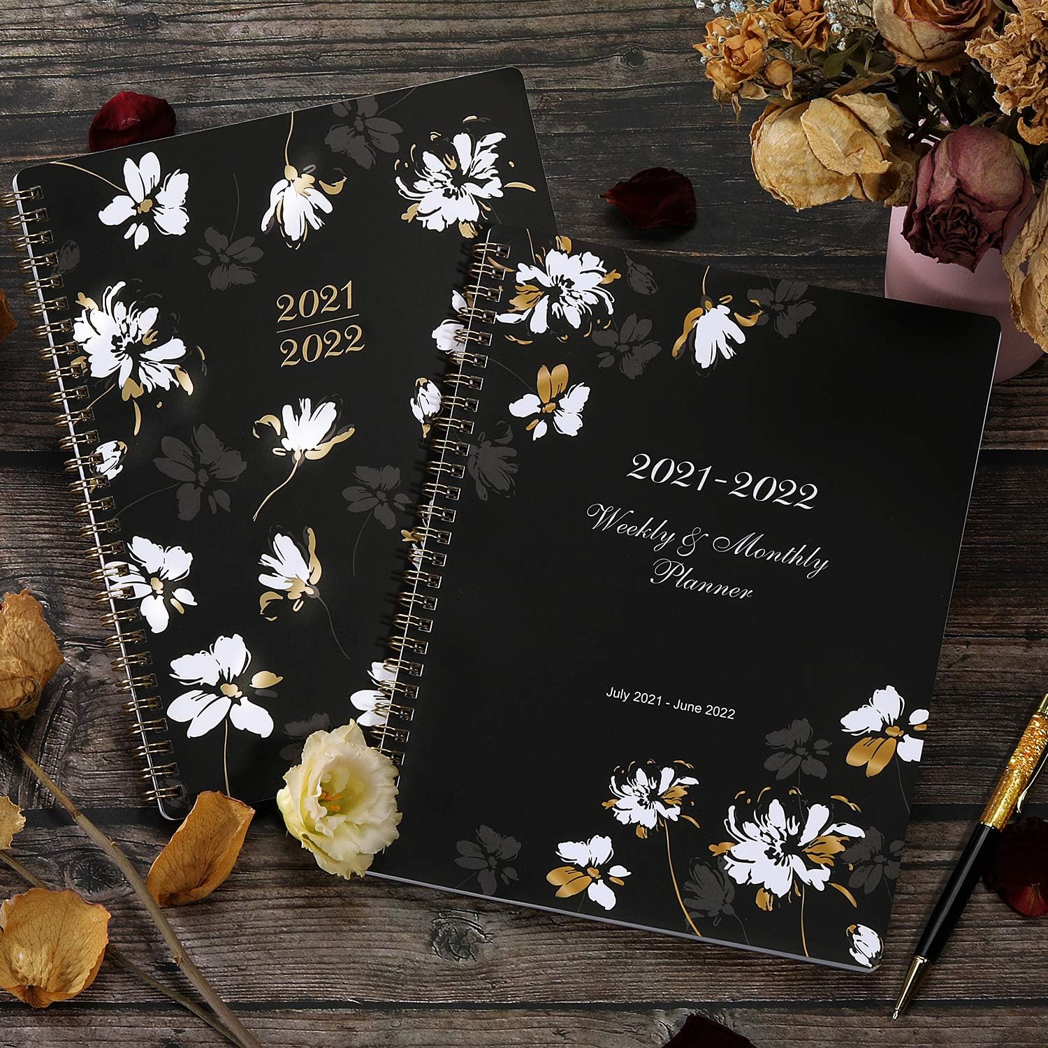 2021-2022 Planner - 2021-2022 Academic Planner from July 2021 to June 2022, 8" x 10" with to Do List, Floral Cover with Twin-Wire Binding, Printed Tabs : Office Products