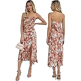UTNISAN Wedding Guest Dress for Women Spaghetti Strap Satin Slip Cocktail Formal Midi Evening Party Dresses