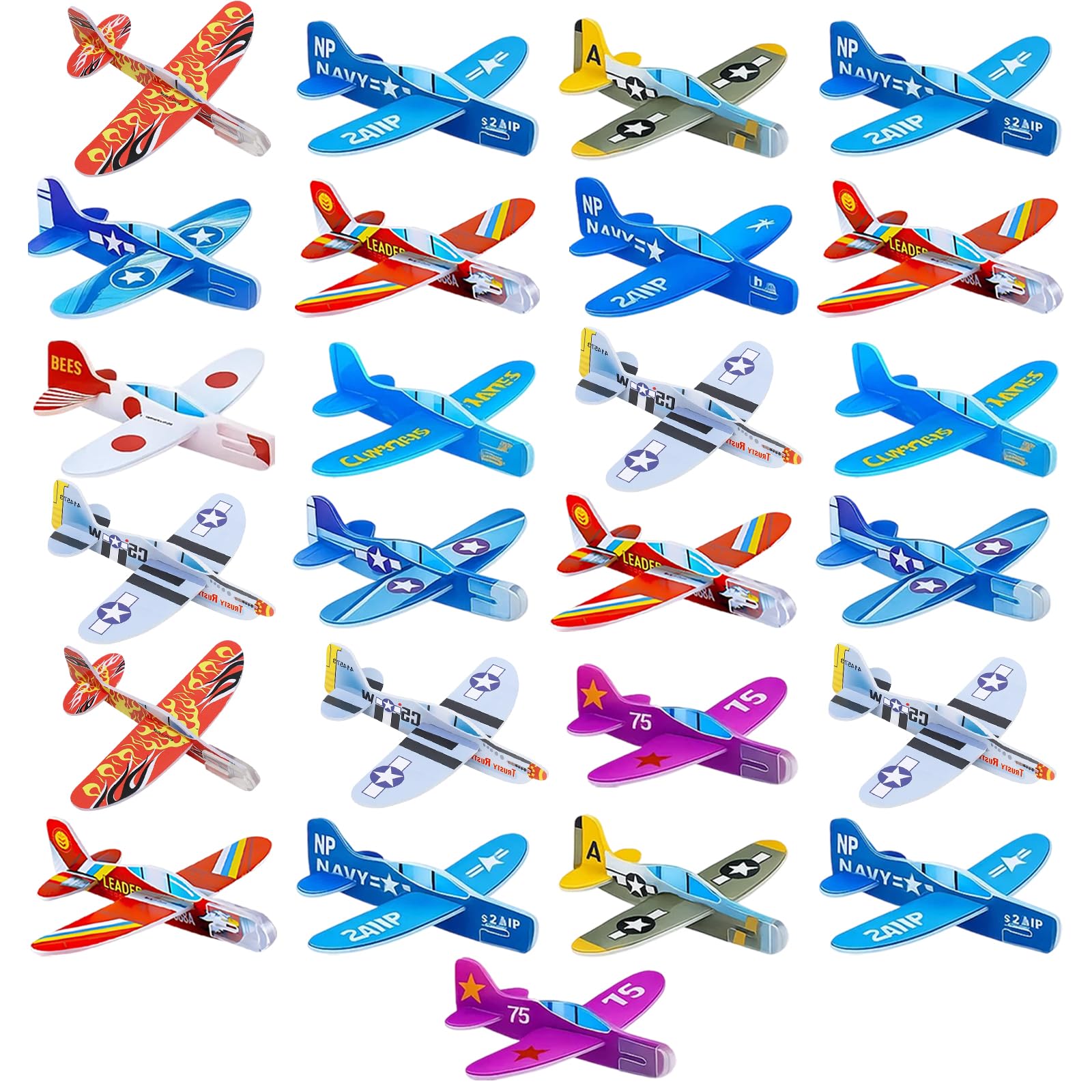 WaaRiuQ 25 Pcs Glider Planes for Kids, Aeroplane Toys for Outdoor Activities, Party Bag Fillers for Events, Plane Activities for Kids, 9.8 cm x 9.4 cm