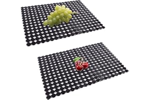 Qulable 2Pack Kitchen Sink Mat for Stainless Steel/Ceramic Sinks, PVC Eco-friendly Protectors for Bottom of Kitchen Sink, Adjustable, Fast Draining, Dots Design, 11.8x15.7 (Black)