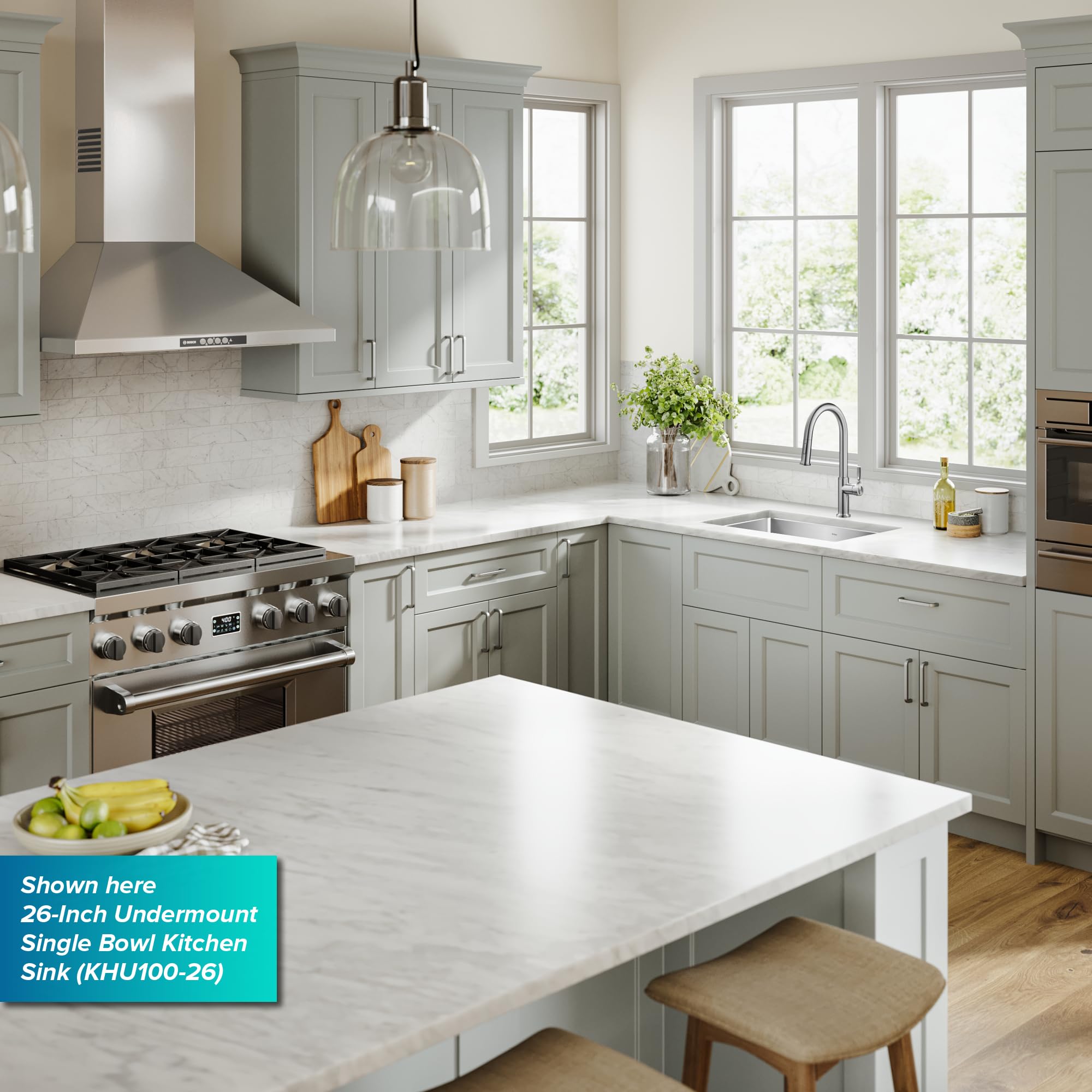 KRAUS Standard PRO 23-Inch 16 Gauge Undermount Single Bowl Stainless Steel Kitchen Sink, KHU101-23