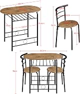Yaheetech 3 Piece Modern Dining Table Set with Storage Rack Brown view 3