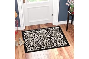 BOVEU Indoor Door Mat, 32x20, Black Non Slip Machine Washable Doormat, Easy Clean Thin Indoor Outdoor Entry Doormats for Insi