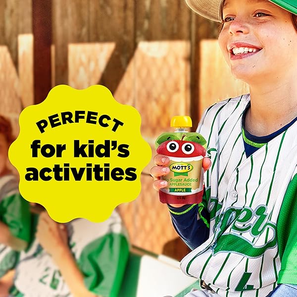 MOTT’S NO SUGAR ADDED APPLESAUCE, MADE FROM REAL FRUIT, NO ARTIFICIAL FLAVORS, 3.2 OZ CLEAR POUCHES, 20 PACK