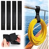 Ribbonlic 6 Pack Boat Rope Holders 16'' Sailboat Straps Storage Accessories | Adhesive Closures, Heavy Duty Sailboat Railing Line Straps Storage, Hanging Dock Line Wrap Organizer for Cable Hose Cord