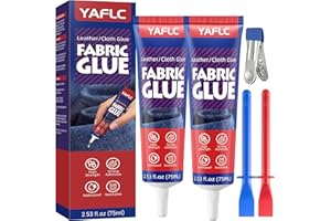 YAFLC Fabric Glue Permanent, Fabric Glue for Patch, Clear Fabrics Adhesive for Clothing Permanent Washable for All Cotton, Denim, Flannel, Polyester 2 x 75 ml