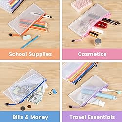 Sooez 24 Pack Mesh Zipper Pouch Bags with Label