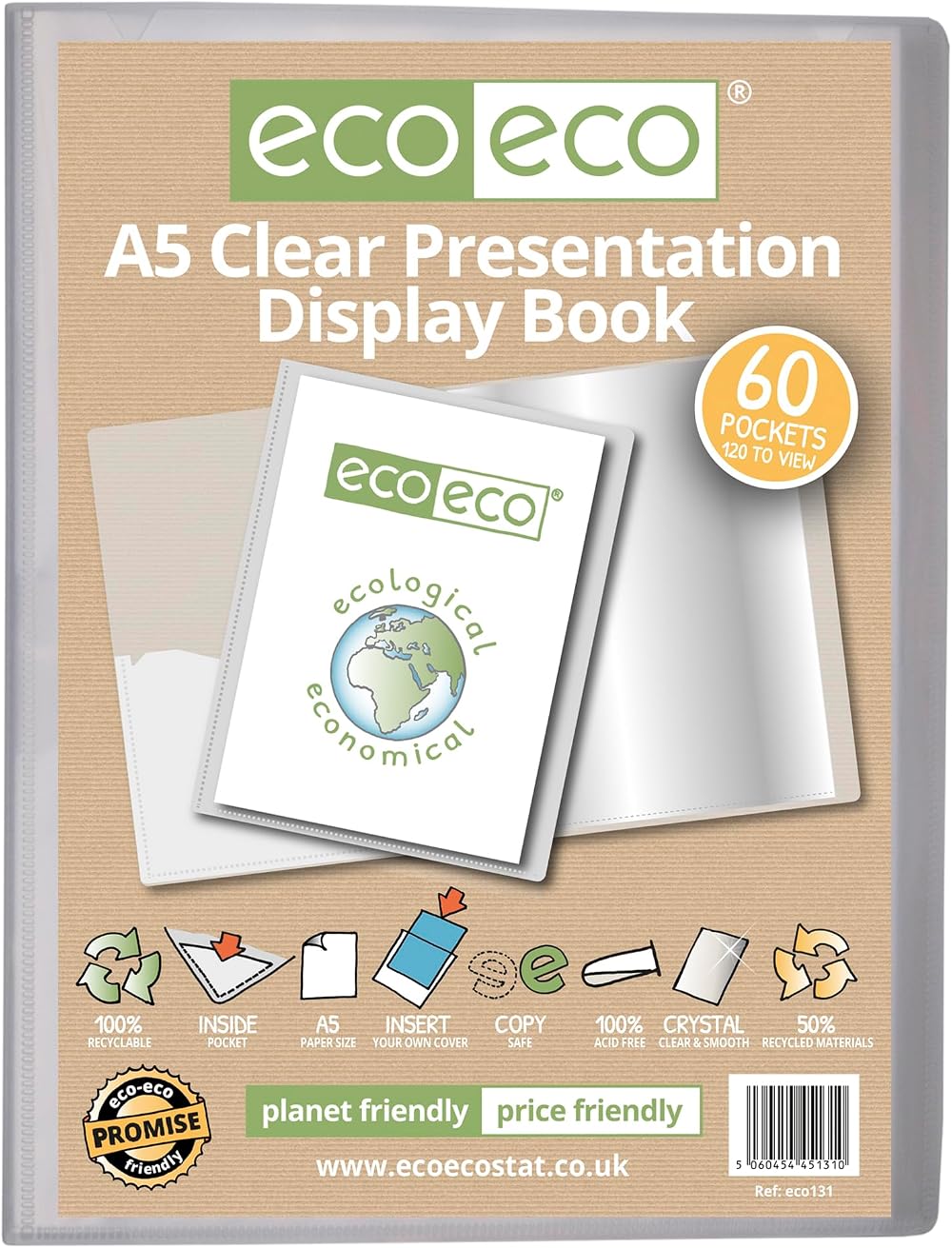 eco-eco A5 Clear Presentation Display Book 60 Pages 50 Percent Recycled