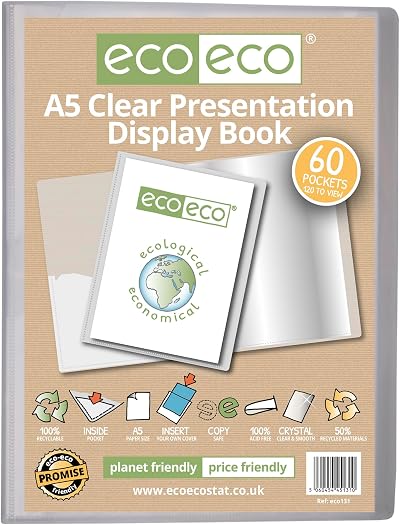 eco-eco A5 Clear Presentation Display Book 60 Pages 50 Percent Recycled
