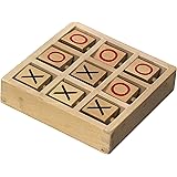 Tic-Tac-Toe Wooden Travel Board Game With Fixed Pieces