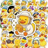 50PCS Cute Duck Stickers Waterproof Vinyl Decals | Funny Cartoon Yellow Duck Aesthetic Designs for Water Bottles, Laptops, Journals, Scrapbooking