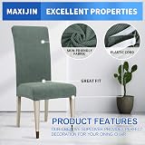 MAXIJIN Pea Green Jacquard Stretch Dining Chair Covers 4/Set Parson Slipcovers view 3