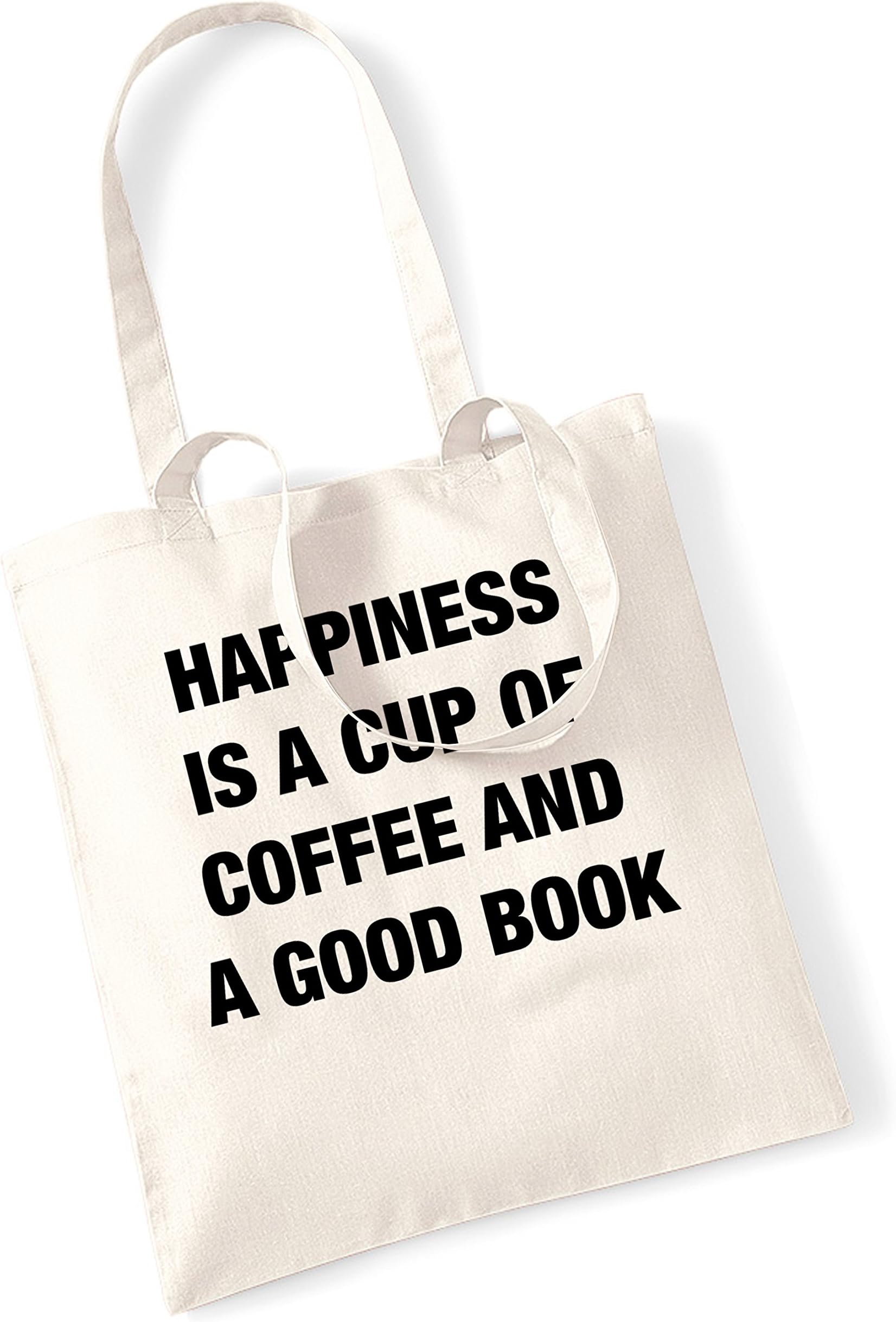 Happiness is a cup of coffee and a good book tote bag
