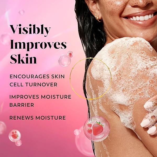 OLAY BODY WASH FOR WOMEN, INTENSELY HYDRATING, PRO-HYALURONIC ACID SERUM COMPLEX, RENEWS MOISTURE, VITAMIN B3 LAMELLER TECHNOLOGY, FOR ALL SKIN TYPES, STRAWBERRY SUMMER FIZZ SCENT, 20 FL OZ