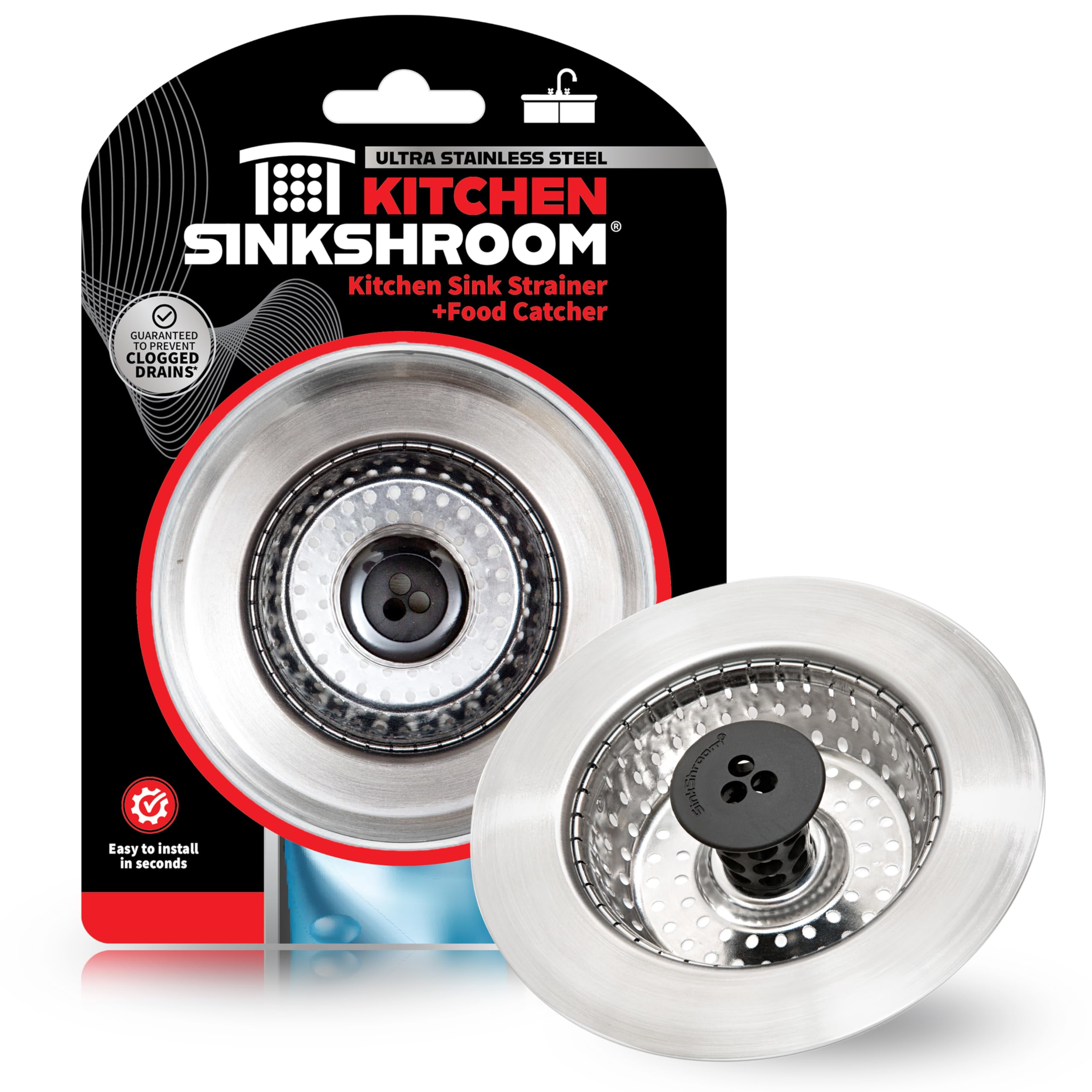 SinkShroom Clog-Free Stainless Steel Sink StrainerStandard, Chrome Gray — image 1