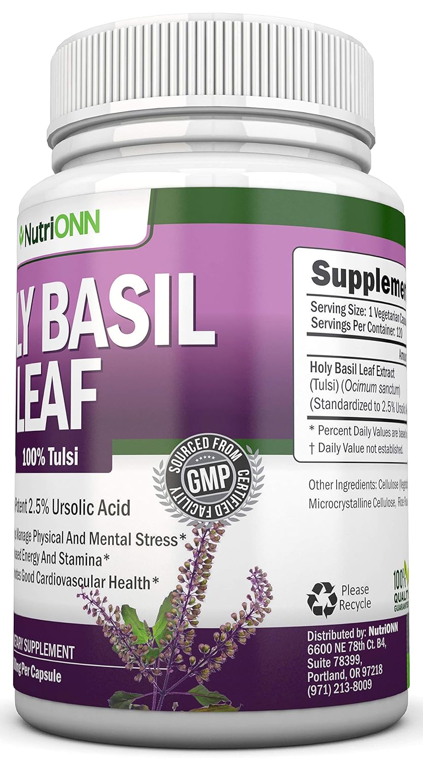 Holy Basil Leaf Extract 500mg 2.5 Ursolic Acid 120 Vegan
