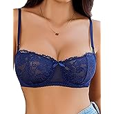 Avidlove Women's Sexy Lace Bra Sheer Balconette Underwire Unlined Everyday Bras Lingerie