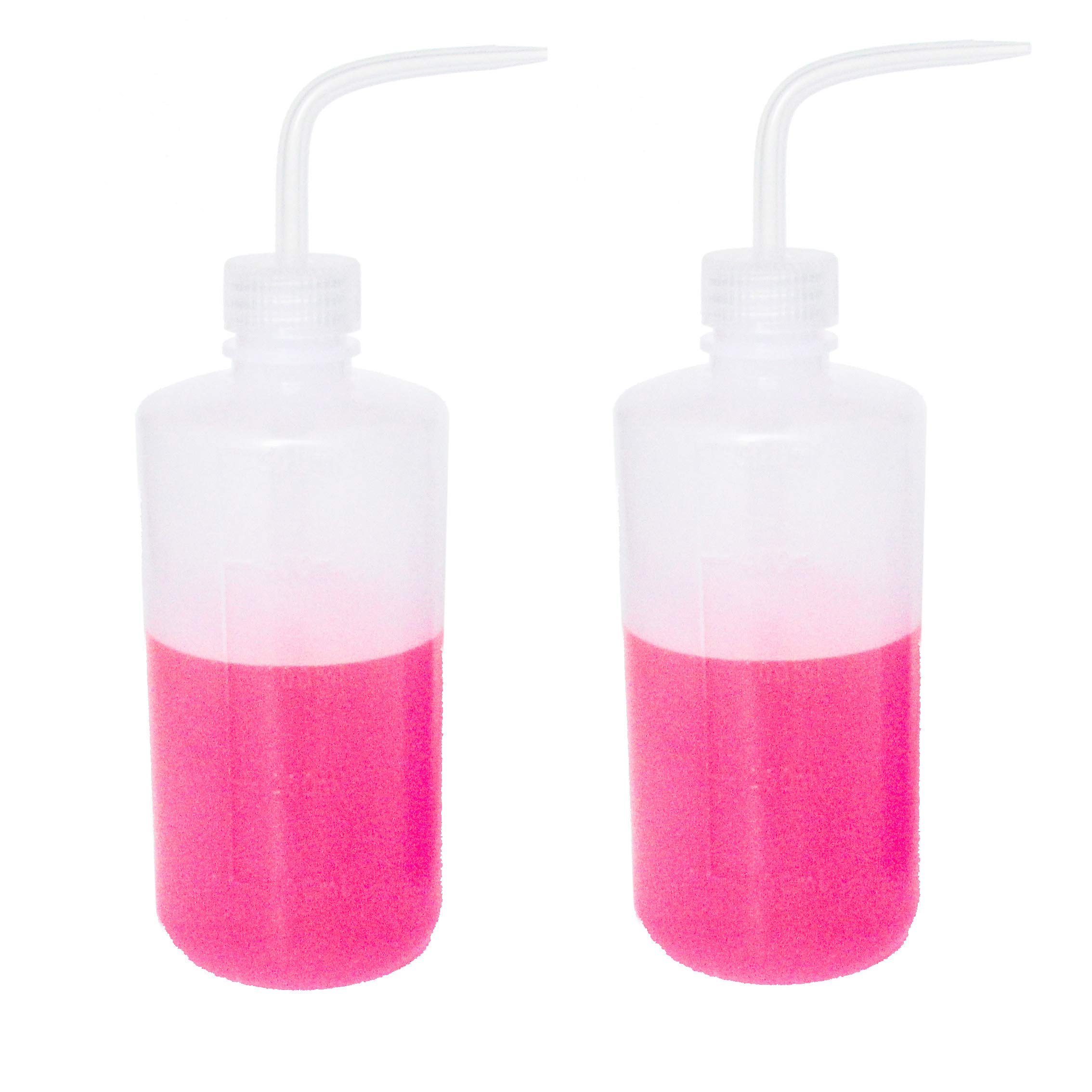 Safety Wash Bottle, 500ml/500ml Squeeze Bottle, Narrow Mouth, Plastic (2 Bottles)