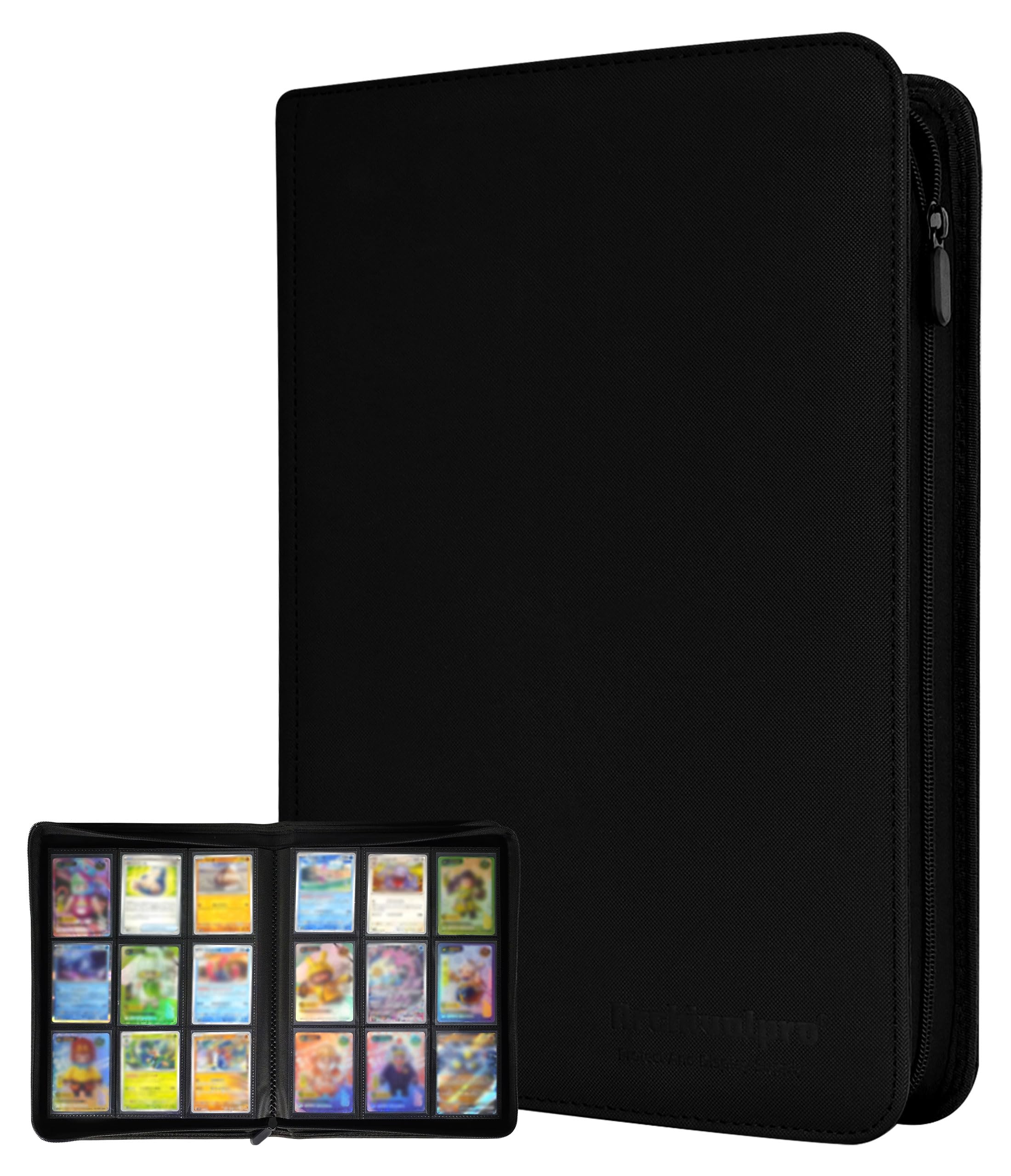 Archivalpro 9 Pockets Premium Card Binder 360 Cards Trading Card Binders Zip Card Storage Display Album(9 Pocket 360 Card Slot,Black)