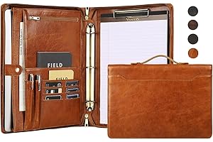 Personalized Padfolio for Men, 8.5 × 14” Legal Size Portfolio Organizer, Leather Binder 3 Ring, Leather Clipboard for Women, 