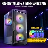 Antec AX61 Elite ATX Gaming Case Mesh Front 4x ARGB Fans Tempered Glass view 3