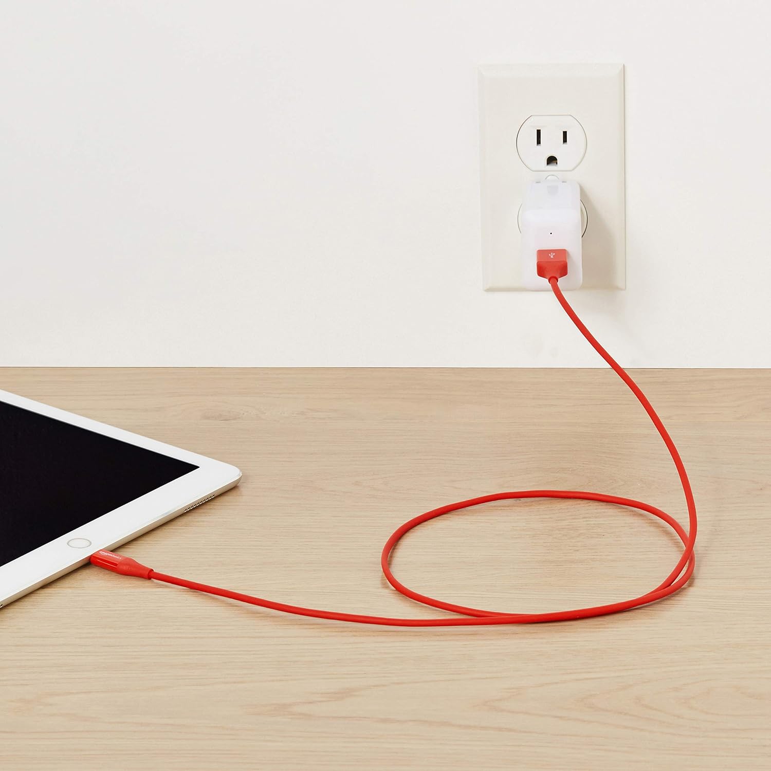 Basics Lightning to USB A Cable, Advanced Collection, MFi Certified Apple iPhone Charger, Red, 3 Foot