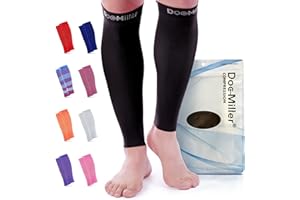 Doc Miller Compression Calf Sleeve for Men & Women – 20-30mmHg Graduated Support for Running, Shin Splints, Calf Strain – Knee High, Small to 6XL Plus Size