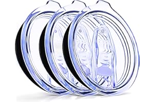 C&BERG 3 Wine Tumbler Lids, 12 oz Spill Proof 2.9 inch Diameter (Outer Rim) Lids for Wine Mugs - No Leak Design Splash Resistant Replacement Silicon Sliding Covers, Pack of 3 Insulated Cover